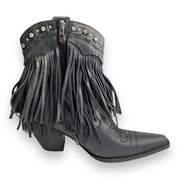 Zigi Finlandia Fringe Western Boot Black Size 7 Women's New - Picture 6 of 10